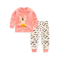 Children's Underwear Set Long-sleeved Color Matching Cotton Round Neck Shoulder Buckle