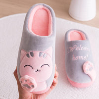 Women Winter Home Slippers Cartoon Cat Shoes Soft Winter Warm House Slippers Indoor Bedroom Lovers Couples