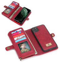 Compatible with Apple , Multifunctional Three-Fold Zipper Wallet Magnetic Case