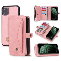 Compatible with Apple , Multifunctional Three-Fold Zipper Wallet Magnetic Case