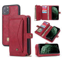 Compatible with Apple , Multifunctional Three-Fold Zipper Wallet Magnetic Case