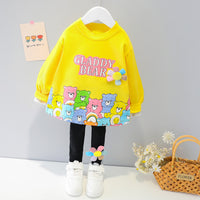 Children's Pants Suit Girls Cartoon Sweater Two-Piece Baby Girl