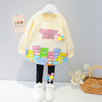 Children's Pants Suit Girls Cartoon Sweater Two-Piece Baby Girl