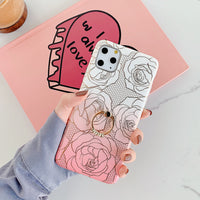 Mobile Phone Case For SE Peony Flower Soft Shell With Diamond Ring Holder