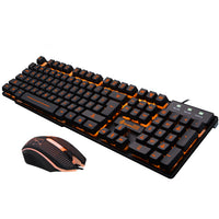 Mechanical Touch Metal Bottom Panel Luminous USB Wired Keyboard Set