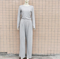 Round Neck Long Sleeve Two-Piece Slim Jumpsuit