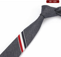 Men's And Women's British Super Narrow Casual Quality Cotton Tricolor Tie