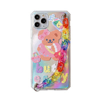 Compatible with Apple , Laser Sticker Bear Chain Apple 11 Mobile Phone Case 8plus Anti-Drop