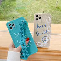 Compatible with Apple , Smiley Chain Suitable For 11promax Apple 12mini Mobile Phone Case Xs Silicone