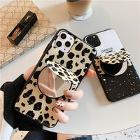 Compatible with Apple , Mirror Holder 8plus Apple X Mobile Phone Case Cute 11pro Leopard Print Application