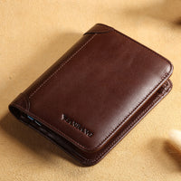 Cowhide Top Clip Short Man's Purse With Three Discount