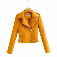 Leather Women's Short Fashion PU Small Slim Slim-fit Motorcycle Leather Jacket