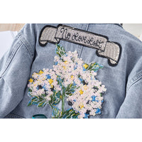Korean Girl Flower Denim Jacket