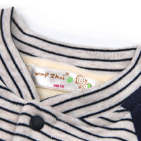 Striped Letter Embroidery And Velvet Warm Baby Jumpsuit