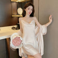 Summer Spaghetti-strap Ice-silk Split-back Loungewear
