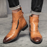 High-top Leather Boots Men's England Rub Color Casual Martin Boots