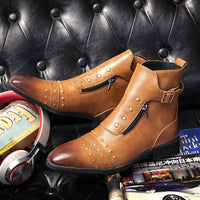 High-top Leather Boots Men's England Rub Color Casual Martin Boots