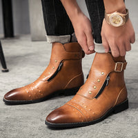 High-top Leather Boots Men's England Rub Color Casual Martin Boots
