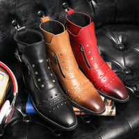 High-top Leather Boots Men's England Rub Color Casual Martin Boots
