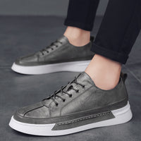 All-match Brown Men's High-top Casual Leather Shoes