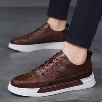 All-match Brown Men's High-top Casual Leather Shoes