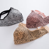 Leopard Print Underwear Women No Steel Ring Gather Bra Middle-Aged Thin Comfortable Bra
