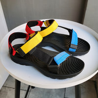 Summer Beach Leisure Open-Toed Velcro Trend Black Viscose Shoes Cloth Sandals