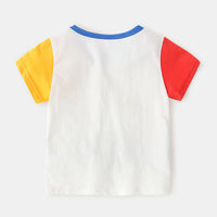 Summer New Style Cartoon Watermark Pattern Short Sleeve Shoulder Button
