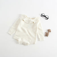 Girls' Knitted Triangular Long-Sleeved Crawling Dress