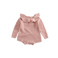 Girls' Knitted Triangular Long-Sleeved Crawling Dress