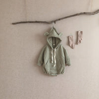 Cute Bear Long-sleeved Hooded Sweater With Fart One-piece Romper