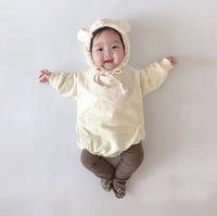 Cute Bear Long-sleeved Hooded Sweater With Fart One-piece Romper