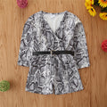 European And American Girls' One-Piece Fashion Snakeskin Pattern Long-Sleeved Jumpsuit