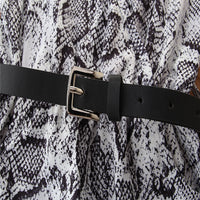 European And American Girls' One-Piece Fashion Snakeskin Pattern Long-Sleeved Jumpsuit