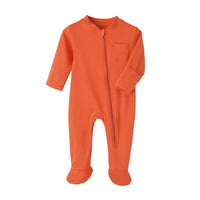 Solid Cotton Long Sleeve Zipper Baby Onesie