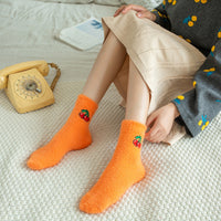 Plus Velvet Fruit Home Socks Japanese Coral Velvet Mink Velvet Snow Socks