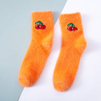 Plus Velvet Fruit Home Socks Japanese Coral Velvet Mink Velvet Snow Socks