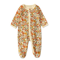 Girls' Long-Sleeved Floral Foot-Wrapped One-Piece Romper Jumpsuit