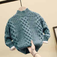 Boys Sweater Bright Color New Western Style Plus Velvet