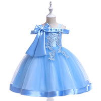 One Shoulder Strap Dress Girls Bow Princess Dress