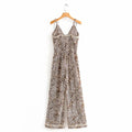 V-Neck Waist Wide-Leg Jumpsuit With Suspenders