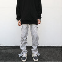Breasted Slit Streamer Nylon Straight Overalls