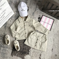 Two-piece Cotton Denim Jacket And Short Skirt For Little Girls