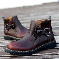 Men's Tooling Boots British Style Mid-Top High-Top Leather Shoes