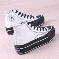 Women's Black High-Top Canvas Shoes All-Match Platform Platform