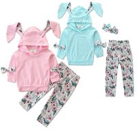 Three-piece Long-sleeved Printed Three-dimensional Rabbit Ear Sweater