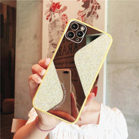 Makeup Mirror Phone Case S-Shaped Candy Glitter