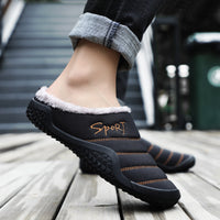 Autumn Winter Cotton Slippers Male Thick - soled Indoor