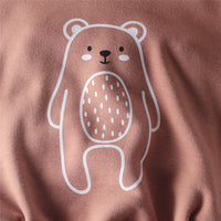 Cartoon Big Bear Print Long Sleeved Hooded Jumpsuit