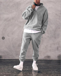Casual Stand Collar Thick Long-Sleeved T-Shirt Loose Plus Fleece Sweater Men's Suit